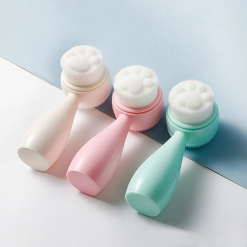 1pc Facial Cleansing Brush 2 In 1, Face Exfoliating Pore Deep Cleansing Brush, Ultra Fine Soft Bristle Dual Face Wash Brush